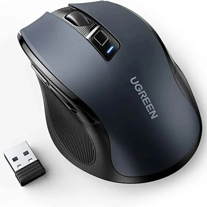 UGREEN 90545 Wireless Ergonomic 5-Level 4000 DPI 6 Buttons, 2.4Ghz USB Cordless Silent Mice with Nano Receiver- Black