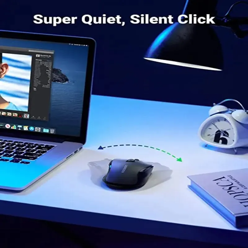 UGREEN 90545 Wireless Ergonomic 5-Level 4000 DPI 6 Buttons, 2.4Ghz USB Cordless Silent Mice with Nano Receiver- Black