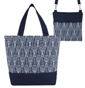 Wavy Dots in Navy | Navy Nylon | Tote Bag Set