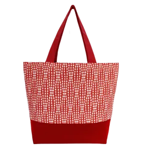 Wavy Dots in Red | Red Nylon | Essential Tote Bag