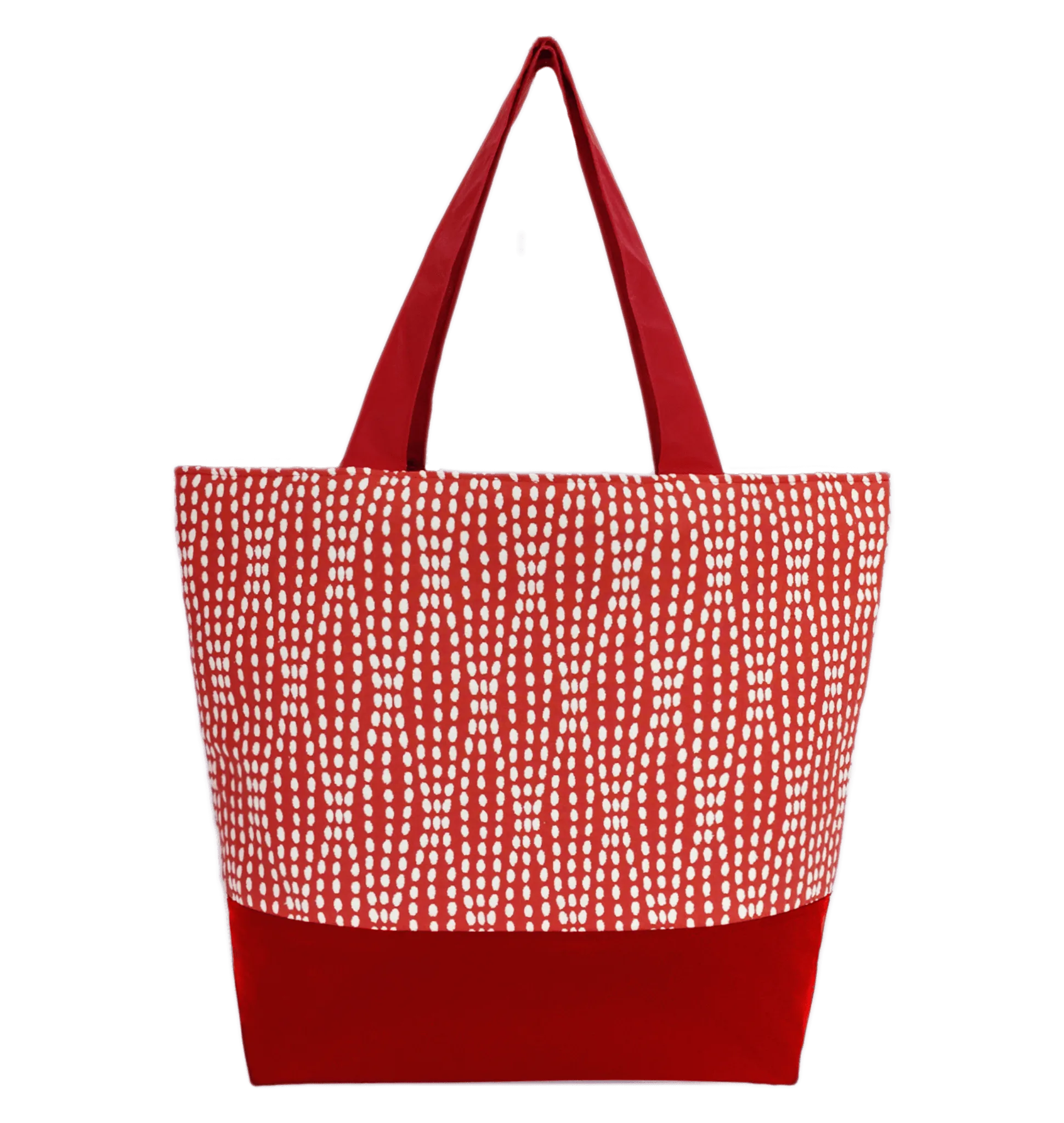 Wavy Dots in Red | Red Nylon | Essential Tote Bag