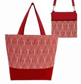 Wavy Dots in Red | Red Nylon | Tote Bag Set