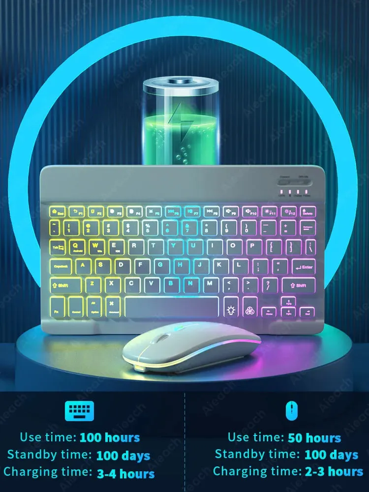 Wireless Rainbow Backlit Keyboard for Tablet