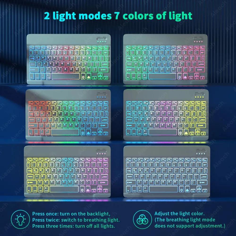 Wireless Rainbow Backlit Keyboard for Tablet