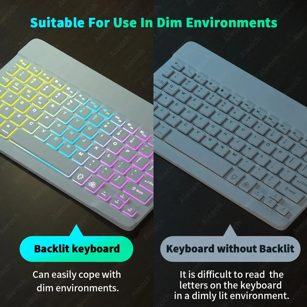 Wireless Rainbow Backlit Keyboard for Tablet