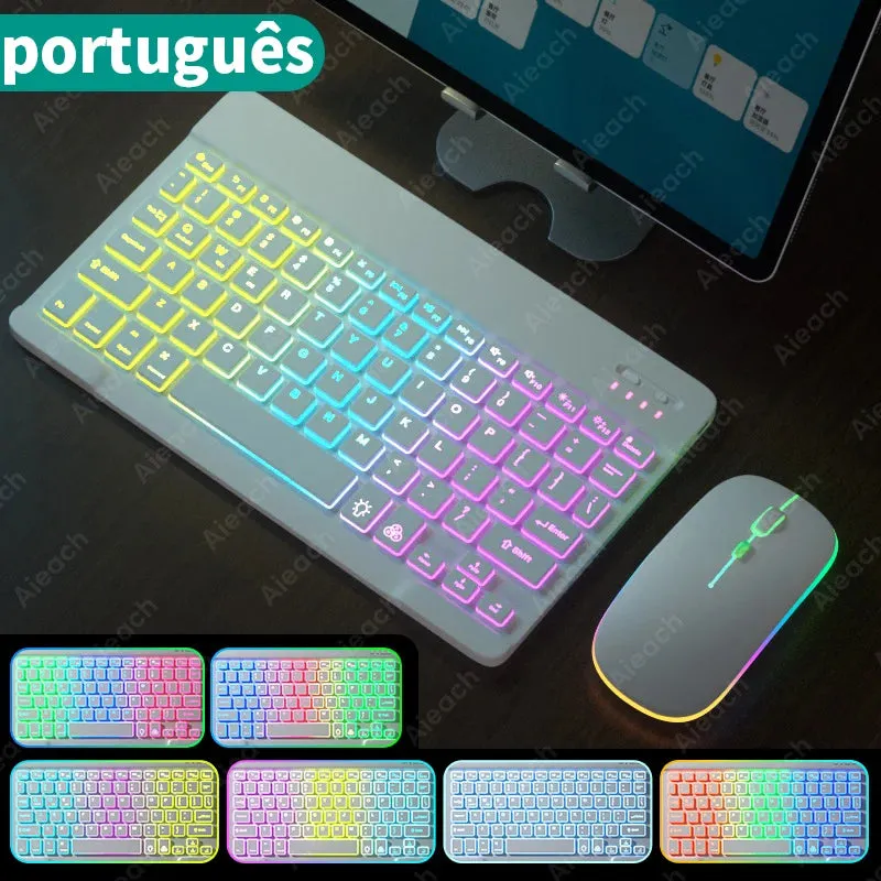 Wireless Rainbow Backlit Keyboard for Tablet