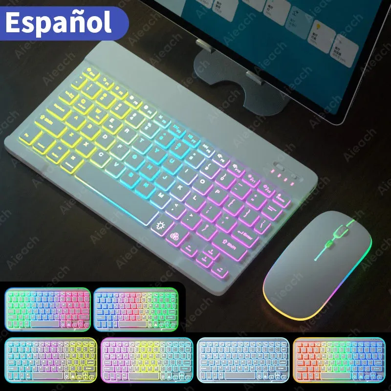 Wireless Rainbow Backlit Keyboard for Tablet