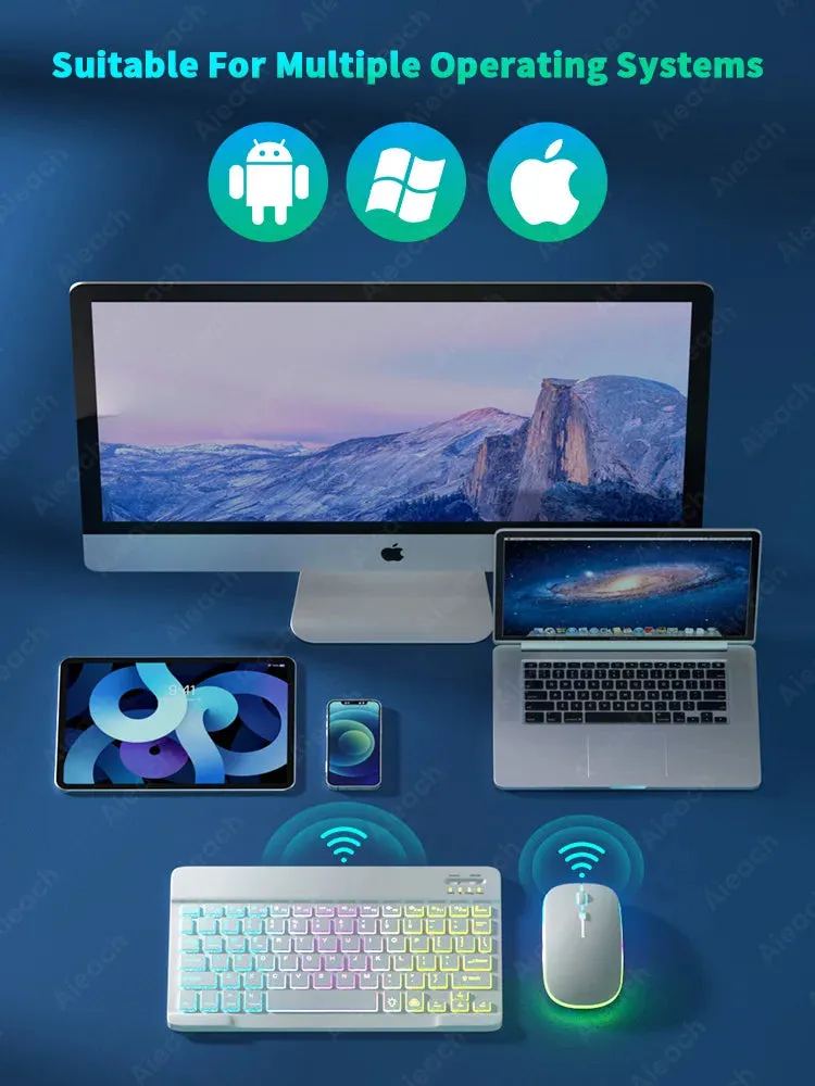 Wireless Rainbow Backlit Keyboard for Tablet