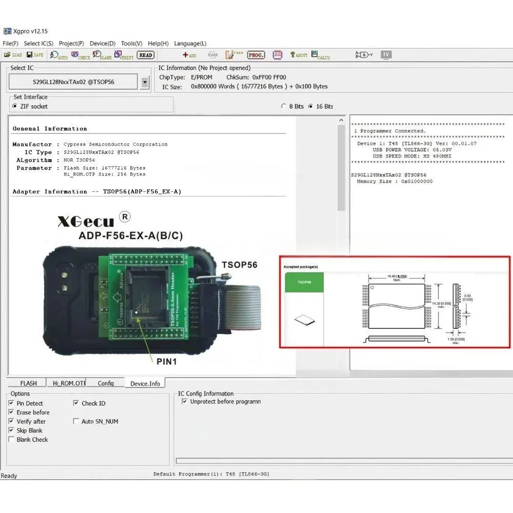 XGECU TSOP56 ADP_F56_EX-A/B/C V2.0 Adapter for T48 Programmer: for Flash EPROM NAND EMMC ADP_F56_EX-B ADP_F56_EX-C