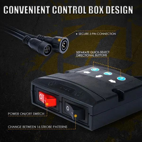 Xprite 35" Warrant Series Traffic Advisor COB LED Strobe Light Bar - White-Amber / Amber
